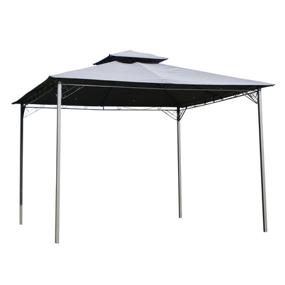 3x3M Outdoor Patio Gazebo Steel Canopy Tent Pavilion 2-Tier Roof Top Garden Sunshade Grey