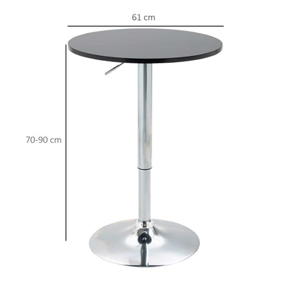 Round Height Adjustable Bar Table Counter Pub Desk with Metal Base for Home Bar