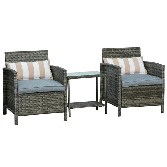 Outsunny Outsunny 3 Pieces Pe Rattan Bistro Set