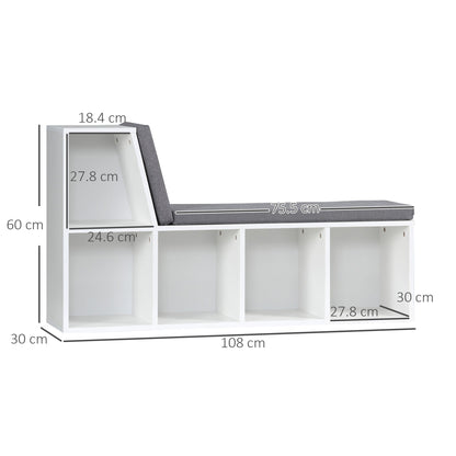 Bookcase Storage Shelf with Cushioned Reading Seat