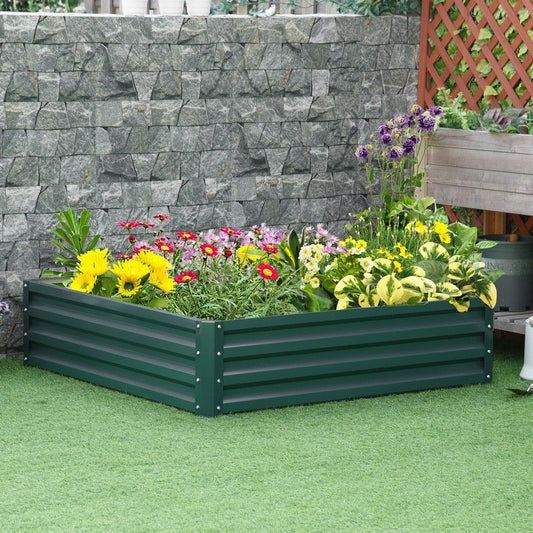 Outsunny Outsunny Square Raised Garden Bed Box with Weatherized Steel Frame for Vegetables