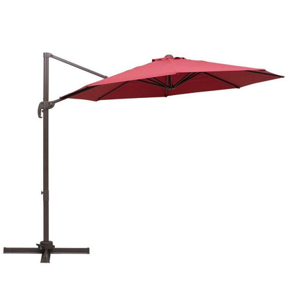 Outsunny Outsunny 3M Cantilever Aluminium Frame Outdoor Garden Parasol Wine Red