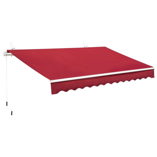 Outsunny Outsunny 4X2.5M Manual Awning Window Door Sun Weather Shade With Handle Red