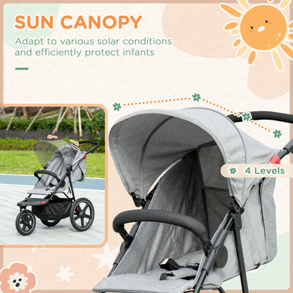 Foldable Three-Wheeler Baby Stroller w/ Canopy