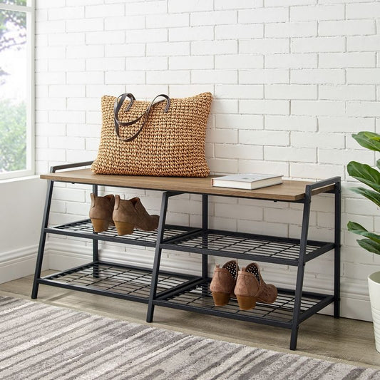 Norfolk Furniture Contemporary Large Shoe Storage Black 2 Shelves