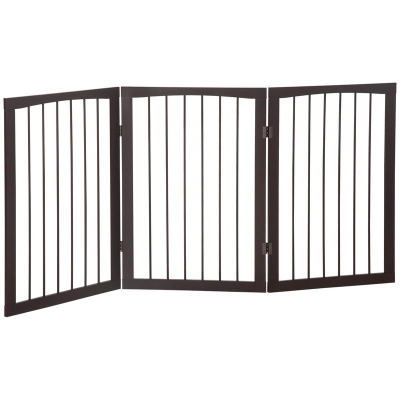 PawHut PawHut Pet Gate 160L1.2D76H cm Free Standing Folding Pet/Child Safety Fence-Dark Brown