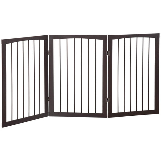 PawHut PawHut Pet Gate 160L1.2D76H cm Free Standing Folding Pet/Child Safety Fence-Dark Brown