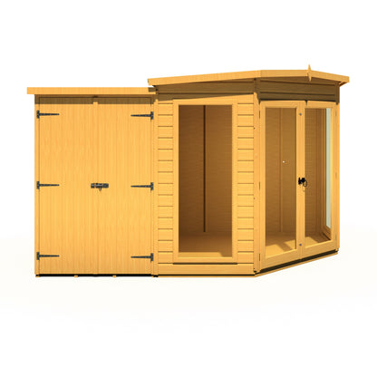 Shire Barclay 4' 2" x 7' 1" Pent Summerhouse with Side Shed - Premium Coated Shiplap