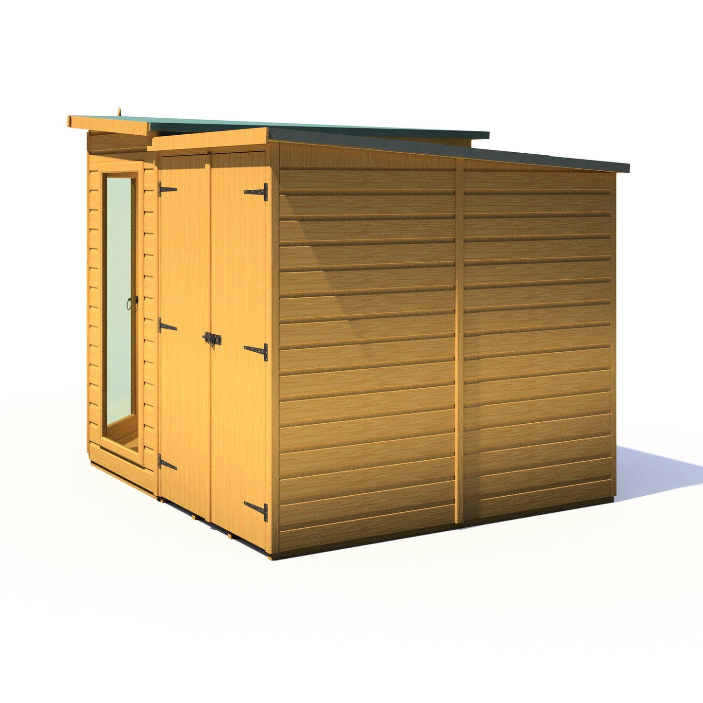 Shire Barclay 4' 2" x 7' 1" Pent Summerhouse with Side Shed - Premium Coated Shiplap