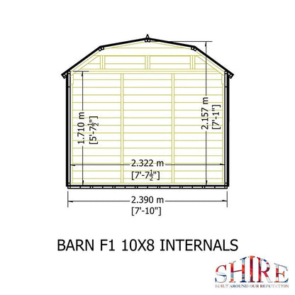 Shire Barn 9' 9" x 7' 10" Barn Shed - Premium Coated Shiplap