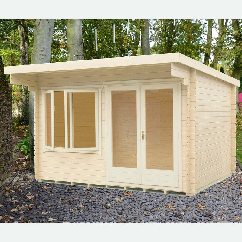 Shire Shire Belgravia 11' 9" x 11' 9" Pent Log Cabin - Premium 28mm Cladding Tongue & Groove