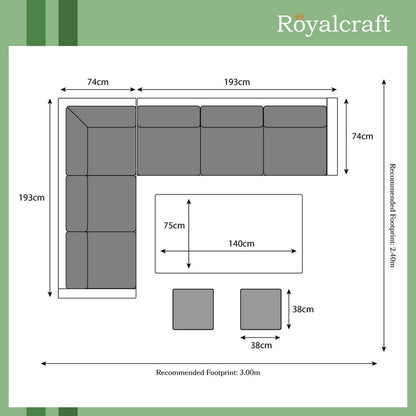 Royalcraft Marseille Rattan Garden Corner Sofa by Royalcraft - 8 Seats Ivory Cushions