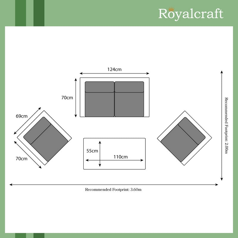 Royalcraft Marseille Rattan Garden Patio Dining Set by Royalcraft - 4 Seats Ivory Cushions