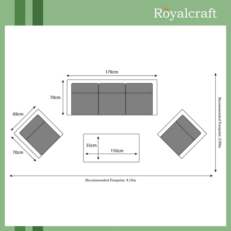 Royalcraft Marseille Rattan Garden Patio Dining Set by Royalcraft - 5 Seats Ivory Cushions