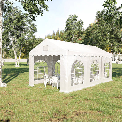 Outsunny 3 X 6 M Marquee Gazebo With Sides Party Tent Canopy & Carport Shelter For Outdoor Event Wedding White