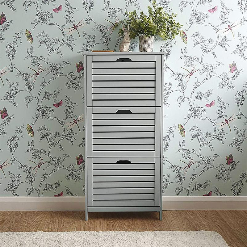 Bergen Tall Shoe Storage Grey 3 Doors 3 Shelves