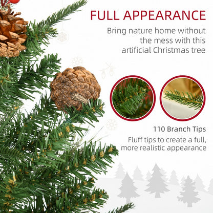 Homcom 2x 3ft Berries & Cones Christmas Tree Artificial - Ornament 110 Tips