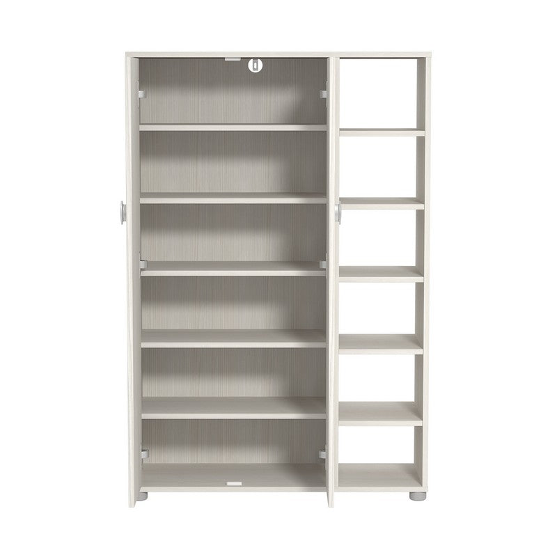 Bideford Tall Shoe Storage White 2 Doors 12 Shelves