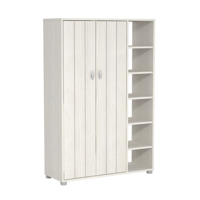 Bideford Tall Shoe Storage White 2 Doors 12 Shelves