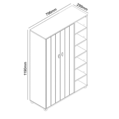 Bideford Tall Shoe Storage White 2 Doors 12 Shelves