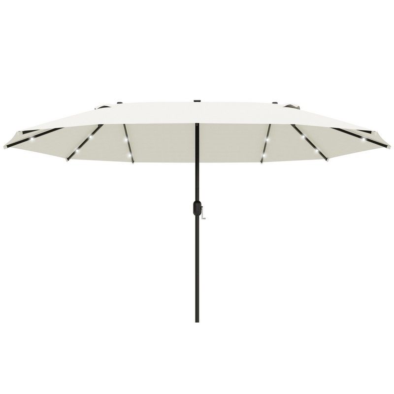 Outsunny Outsunny 4.4M Double-Sided Sun Umbrella Patio Parasol Led Solar Lights Cream White