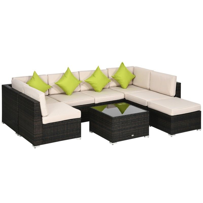 Outsunny Outsunny 7-Seater PE Rattan Corner Sofa Set