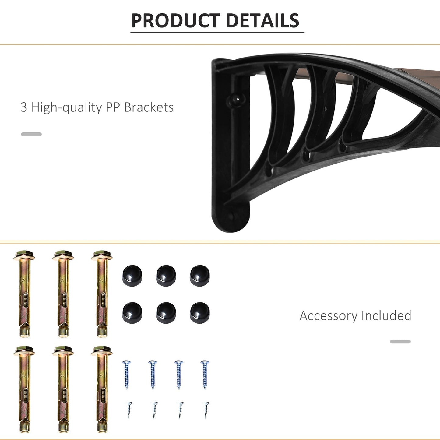 75 x 195 cm Curved Door Window Awning Canopy