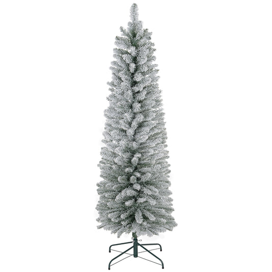 5ft Slim Christmas Tree Artificial - White Frosted Green  263 Tips