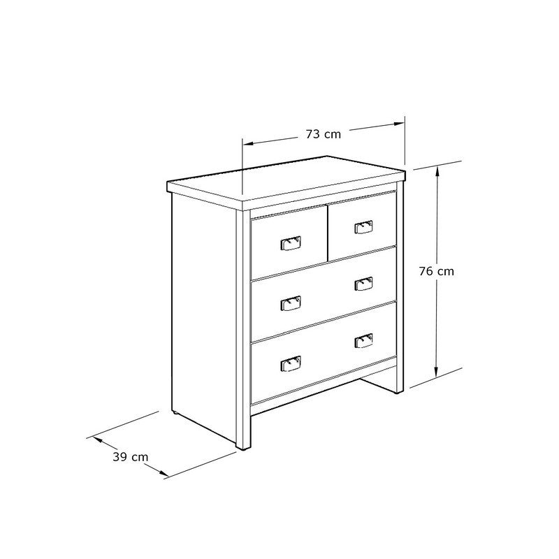 Boston Chest of Drawers Grey 4 Drawers