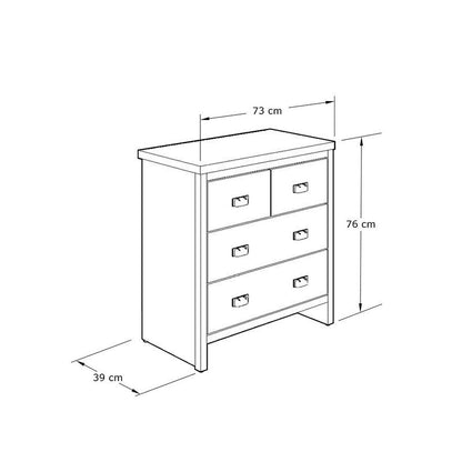 Boston Chest of Drawers Grey 4 Drawers