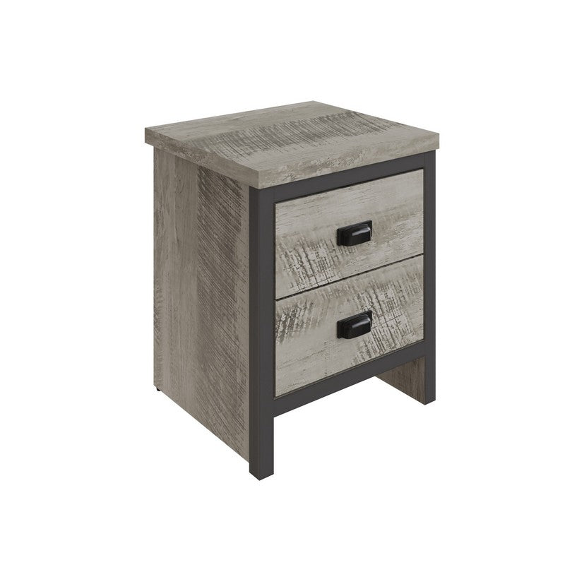 2 Boston Bedside Tables Grey 2 Drawers