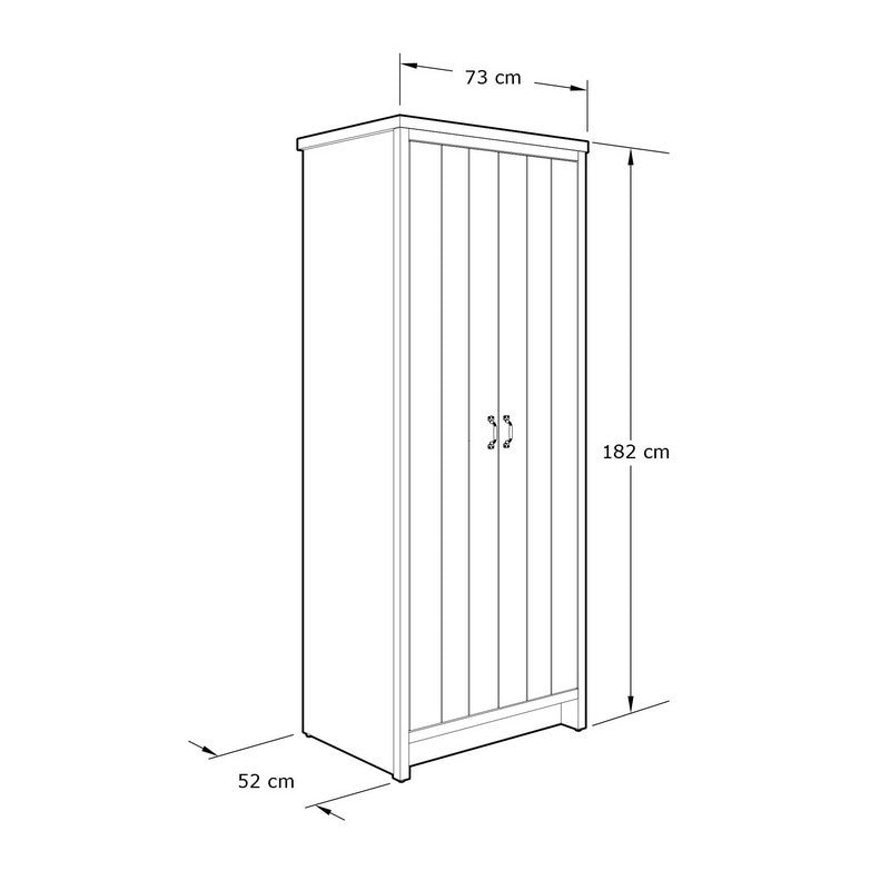 Boston Tall Wardrobe Grey 2 Doors 1 Shelf