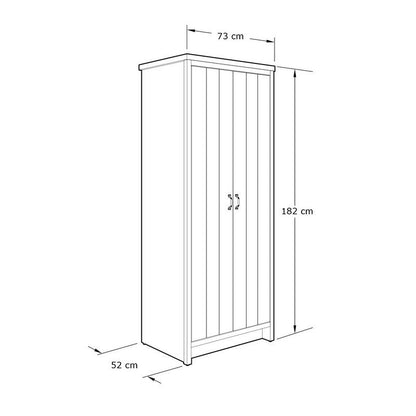 Boston Tall Wardrobe Grey 2 Doors 1 Shelf