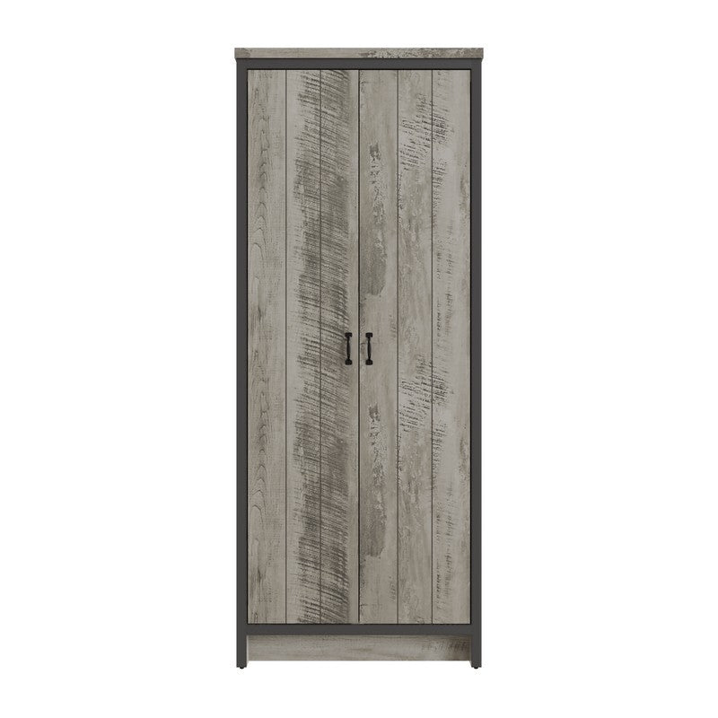 Boston Tall Wardrobe Grey 2 Doors 1 Shelf