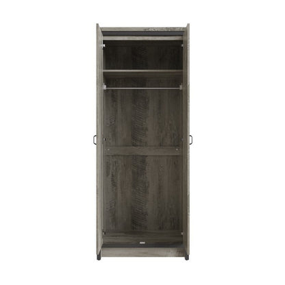 Boston Tall Wardrobe Grey 2 Doors 1 Shelf