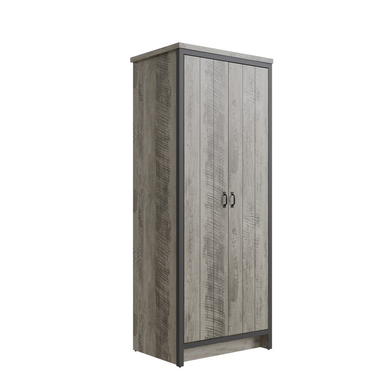 Boston Tall Wardrobe Grey 2 Doors 1 Shelf