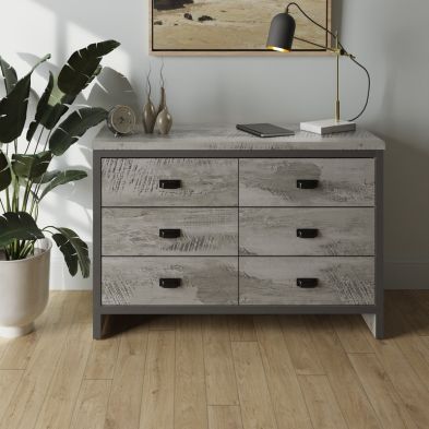 Boston Large Chest of Drawers Grey 6 Drawers