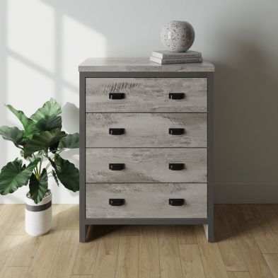 Boston Chest of Drawers Dark Grey 4 Drawers