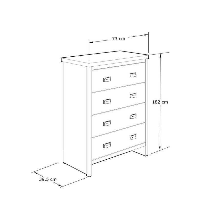 Boston Chest of Drawers Brown 4 Drawers