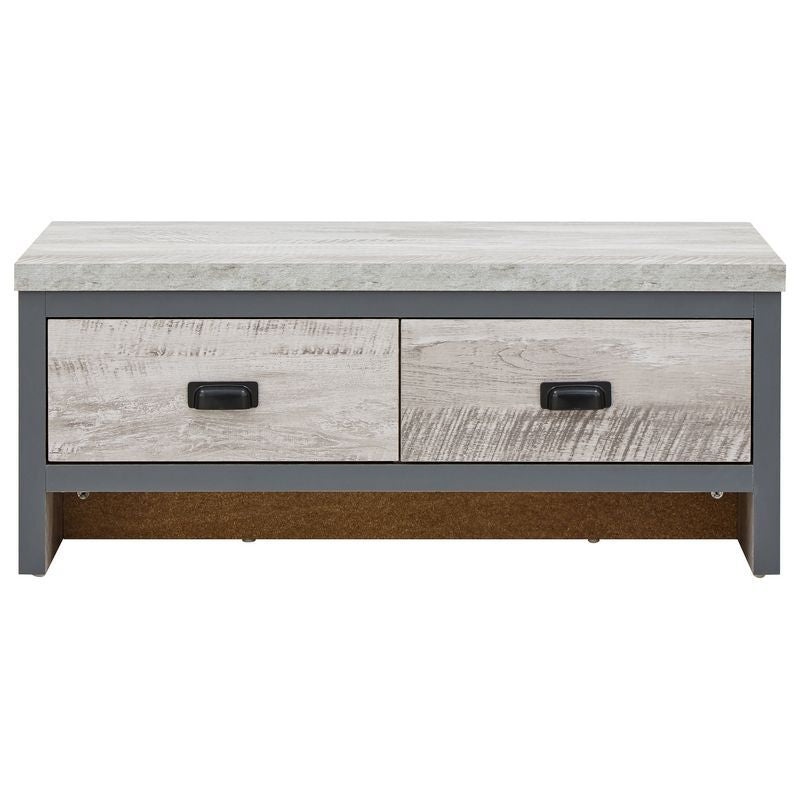 GFW Boston Coffee Table Metal & Wood Grey 2 Drawers