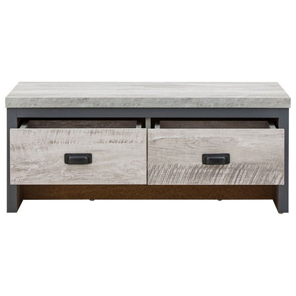 GFW Boston Coffee Table Metal & Wood Grey 2 Drawers