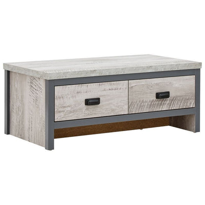 GFW Boston Coffee Table Metal & Wood Grey 2 Drawers