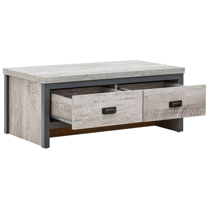 GFW Boston Coffee Table Metal & Wood Grey 2 Drawers