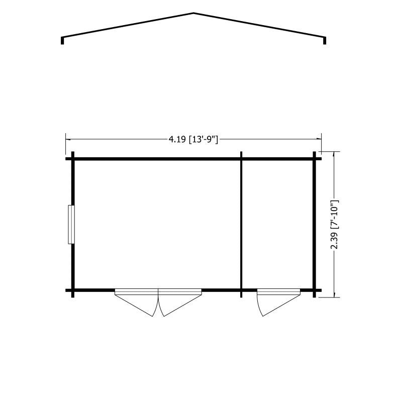 Shire Shire Bourne 13' 8" x 7' 10" Apex Log Cabin - Premium 34mm Cladding Tongue & Groove