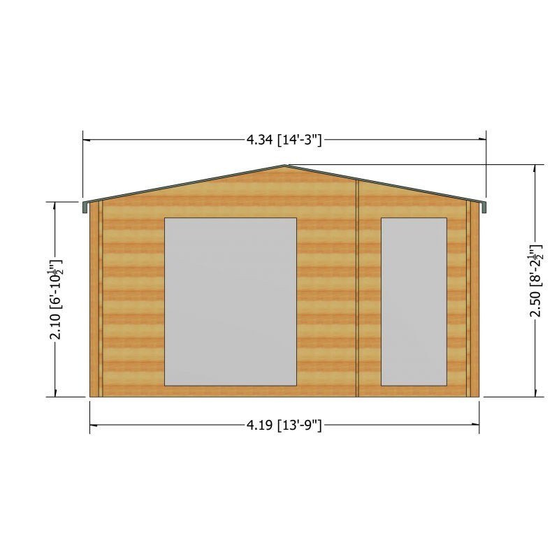 Shire Shire Bourne 13' 8" x 7' 10" Apex Log Cabin - Premium 34mm Cladding Tongue & Groove