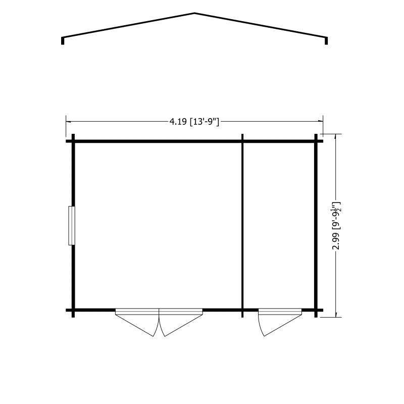 Shire Shire Bourne 13' 8" x 9' 9" Apex Log Cabin - Premium 28mm Cladding Tongue & Groove