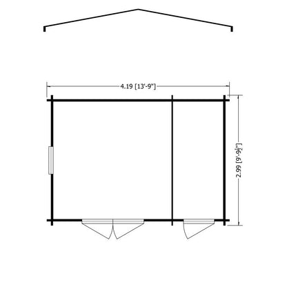 Shire Shire Bourne 13' 8" x 9' 9" Apex Log Cabin - Premium 28mm Cladding Tongue & Groove