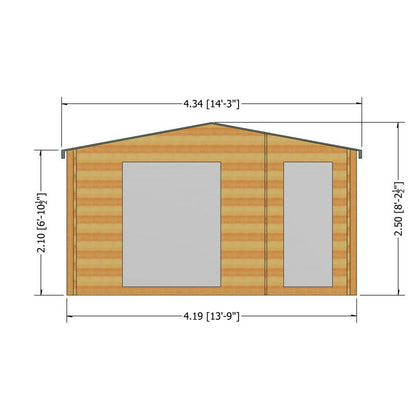 Shire Shire Bourne 13' 8" x 9' 9" Apex Log Cabin - Premium 28mm Cladding Tongue & Groove