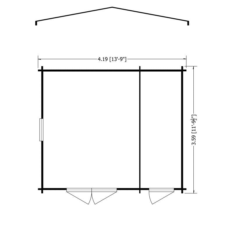 Shire Shire Bourne 13' 8" x 11' 9" Apex Log Cabin - Premium 34mm Cladding Tongue & Groove