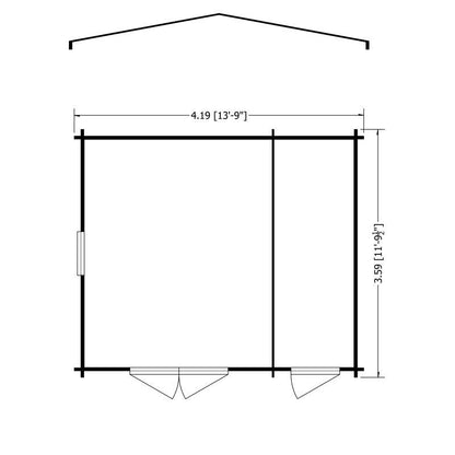 Shire Shire Bourne 13' 8" x 11' 9" Apex Log Cabin - Premium 34mm Cladding Tongue & Groove